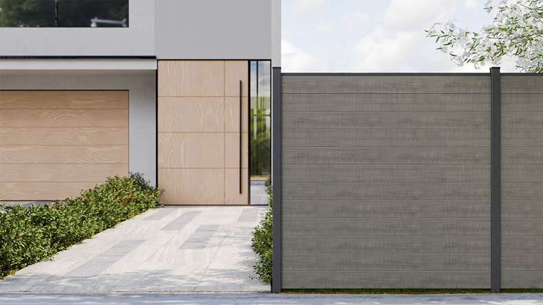 planeo Gardence Simply Small - Clôture PVC à emboîter Grey Ash Cut 180 x 180 cm