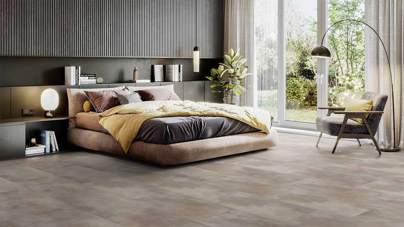 Gerflor Sol PVC clipsable - Virtuo 55 Rigid Acoustic Acuarela Taupe | isolation phonique intégrée (39071476)