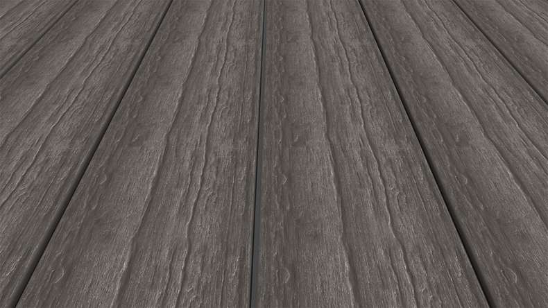 planeo ANTIKWoodline - Lame de terrasse massif en WPC CoEx - Gris foncé 3 m - rustique/brossé lisse