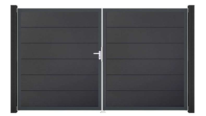 planeo Gardence Simply - Porte PVC DIN gauche 2 vantaux Anthracite avec cadre en aluminium Anthracite