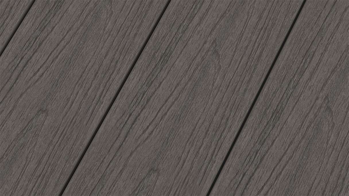 planeo MAXLine Nature - WPC CoEx lame de terrasse XL gainée chambre creuse - gris foncé 3m structuré/lisse brossé