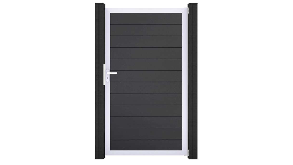 planeo Gardence Simply Small - Portail universel en PVC gris anthracite avec cadre en aluminium 100 x 180 cm