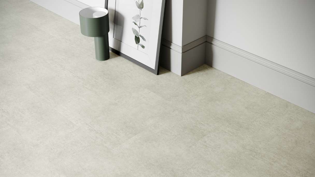 planeo rigide Sol PVC clipsable - SolutionX 2in1 gris béton clair | Isolation phonique intégrée (ECF-0099)