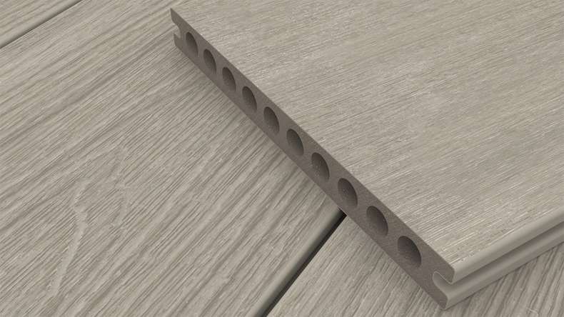 planeo MAXLine Nature - WPC CoEx lame de terrasse XL gainée chambre creuse - gris clair 3m structuré/lisse brossé