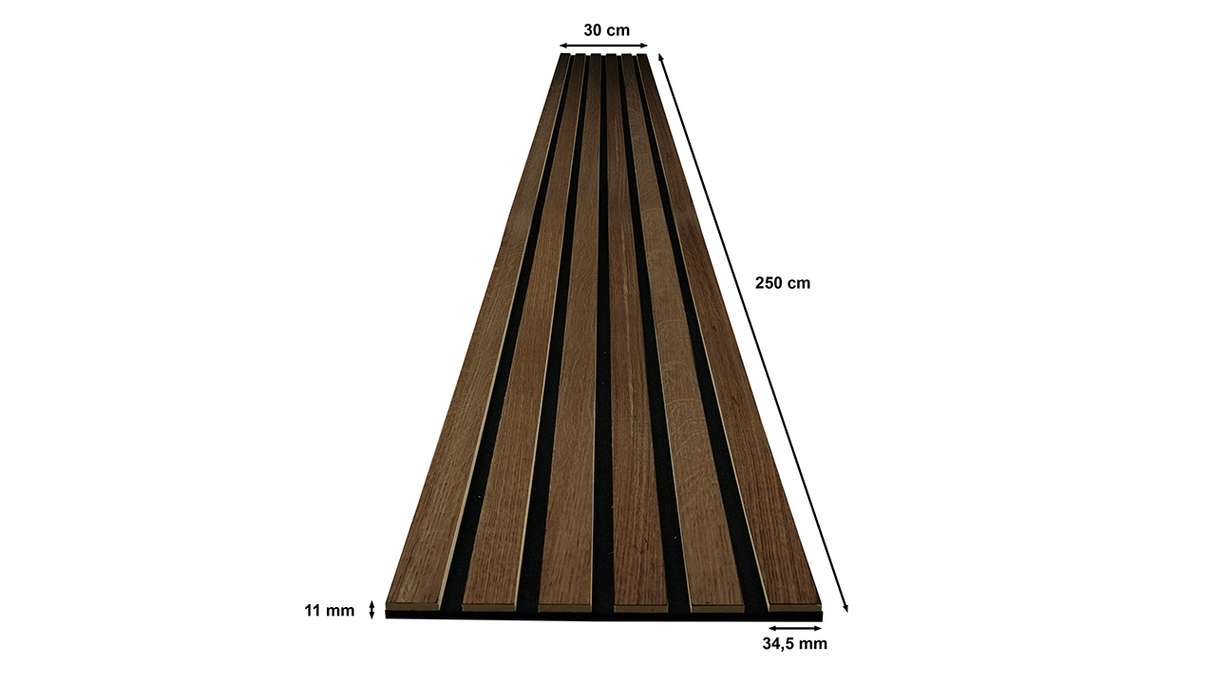 Skaben Panneau acoustique SilentWall Comfort - Chêne Foncé - 250 x 30 cm