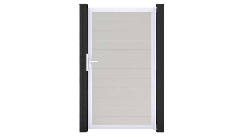 planeo Gardence Simply Small - Portail universel en PVC blanc avec cadre en aluminium 100 x 180 cm