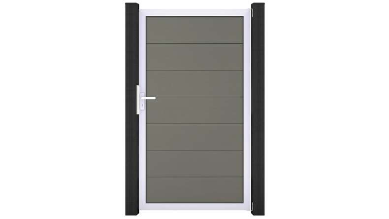 planeo Gardence Strong XL - Porte universelle composite Gris avec cadre aluminium argent 180x100x4cm