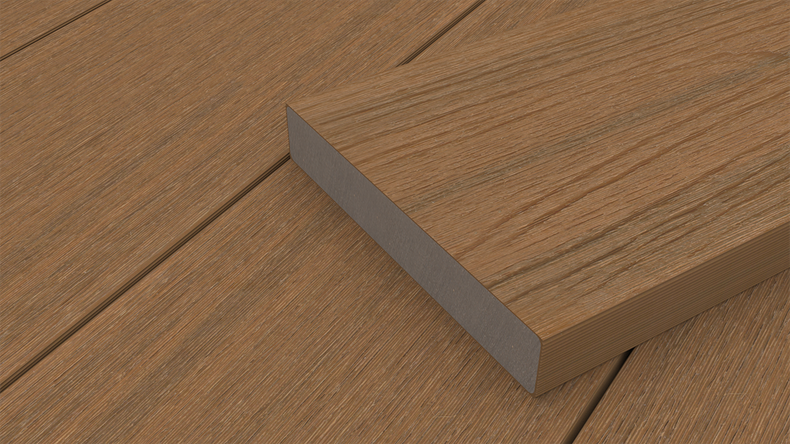 planeo UNIDeck - Lame de terrasse en WPC CoEx, finition « Burma Teak », 3 m - texturée / brossée lisse