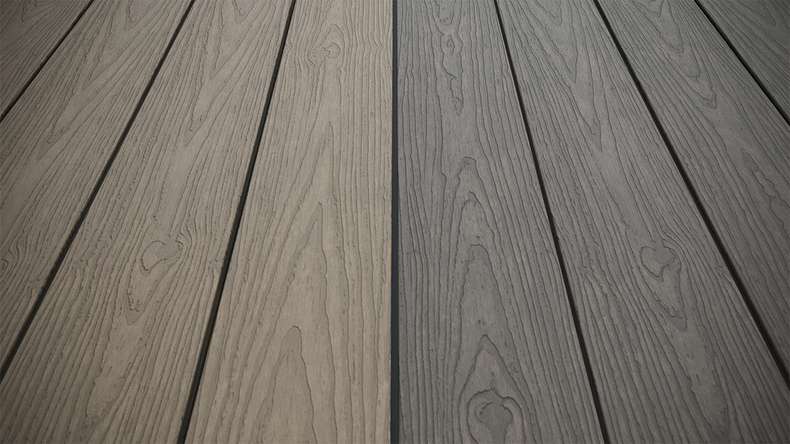 planeo CoEXWood Lame de terrasse WPC massif enrobé - gris/ciment 3m structuré