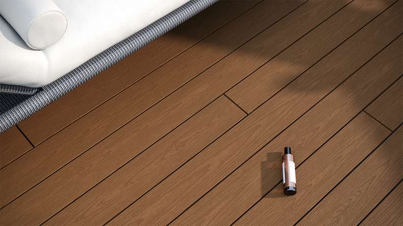 planeo CoEXWood Lame de terrasse WPC massif enrobé - Sable/Caramel 4.8m structuré