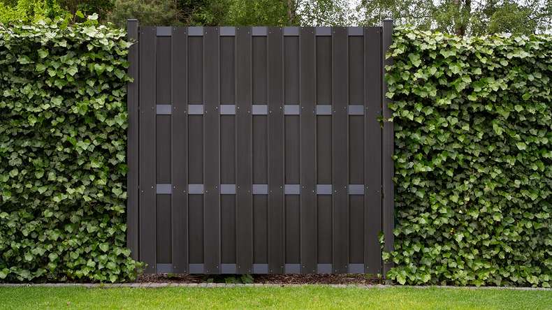 planeo Gardence Premade - Clôture de jardin BPC Carré Anthracite 180 x 180cm avec traverse Anthracite | DB703