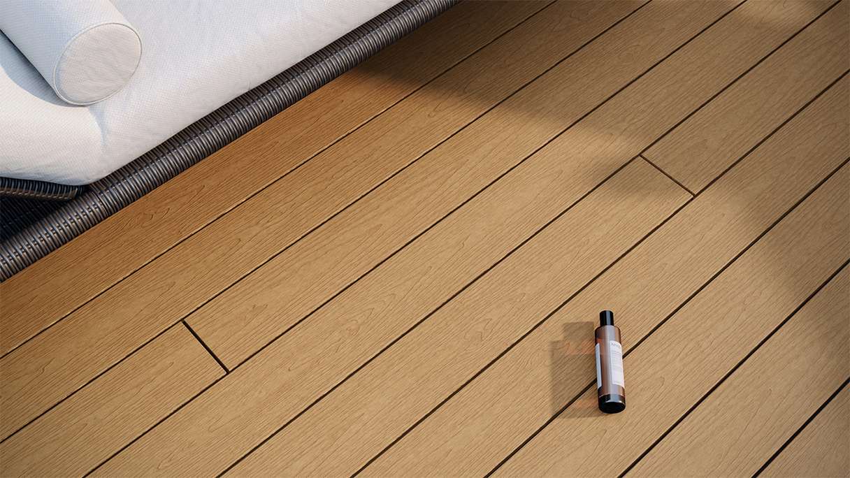 planeo CoEXWood Lame de terrasse WPC massif enrobé - Sable/Caramel 3m structuré
