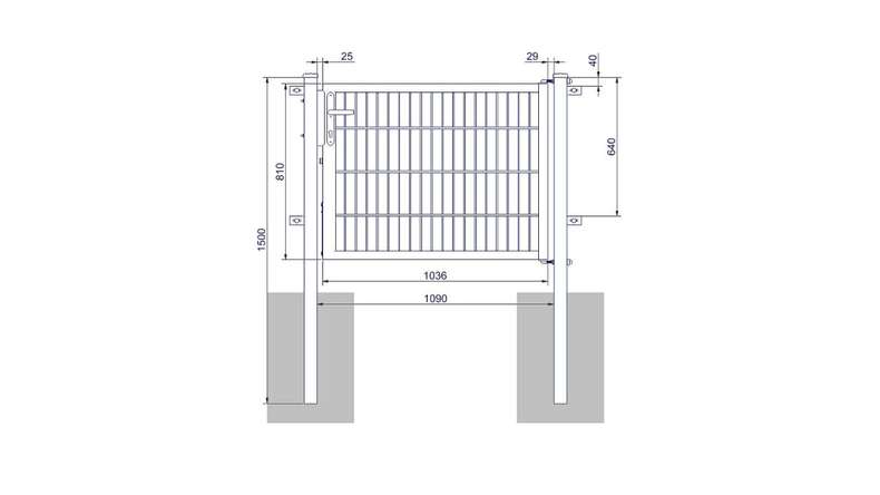 Porte universelle moyenne 1 groupe galvanisée à chaud poteaux de porte inclus
