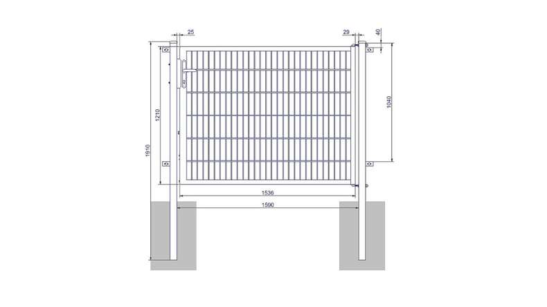 Porte universelle moyenne 1 vantail anthracite H 1200 x L 1590 mm poteaux de porte inclus