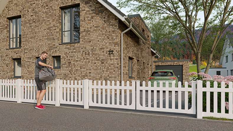 planeo Privara - PVC Clôture de jardin Portail Blanc - Résistant aux UV | 300 x 80 cm