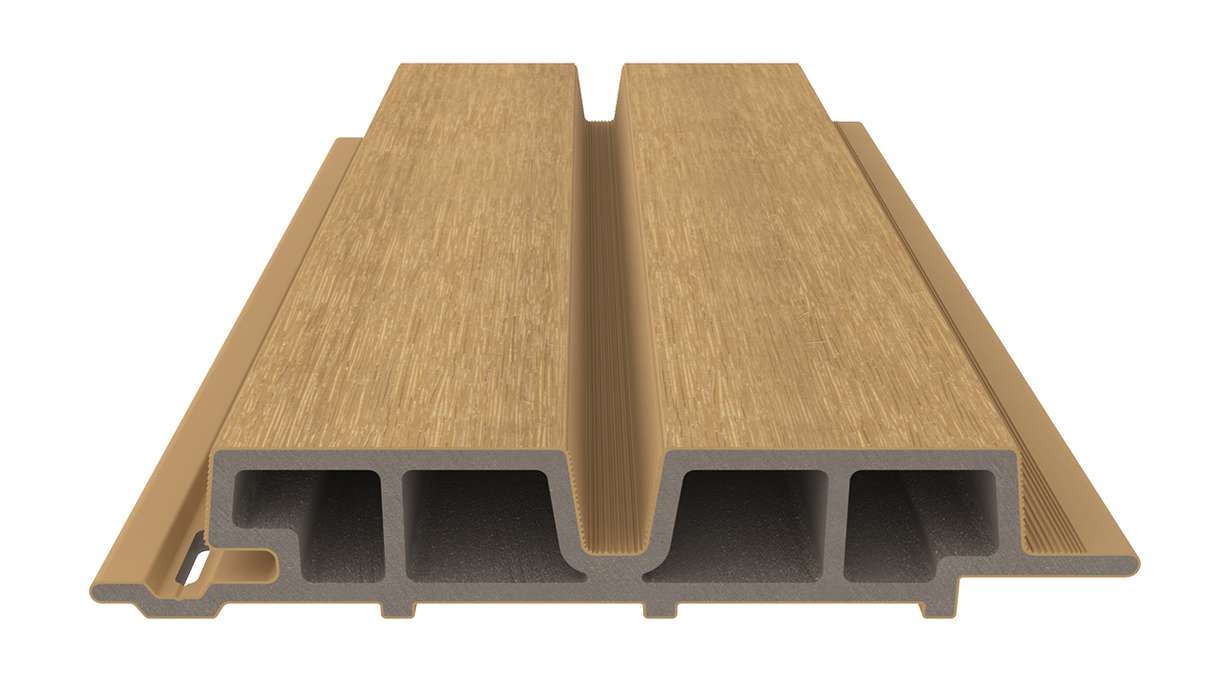 planeo LINEA Wide - Bardage de façade en WPC CoEx, couleur sable, 2900 x 181 mm