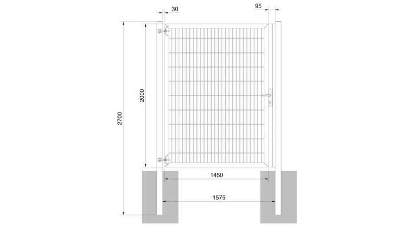 Porte universelle lourde 1 vantail vert mousse H 2000 x L 1575 mm poteaux de porte inclus