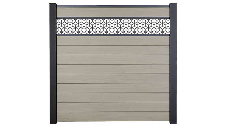 planeo Gardence Strong - Clôture à emboîter BPC Cube Bi-Color Sand 180 x 180 cm