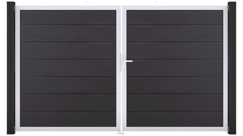 planeo Gardence Strong XL - Portail BPC - À deux vantaux, gris anthracite avec cadre en aluminium 
