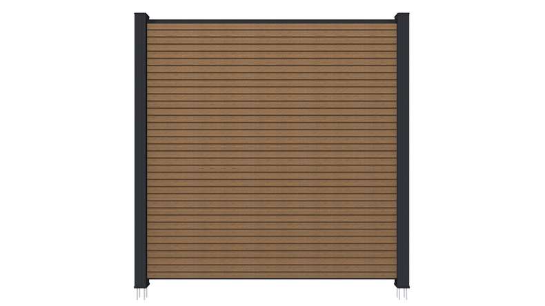 planeo LINEA - WPC CoEx Clôture à emboîter en losange Burma Teck 176 x 183 cm