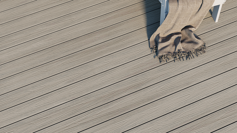 planeo UNIDeck - Lame de terrasse en WPC CoEx, gris clair, 3 m - texturée/brossée lisse