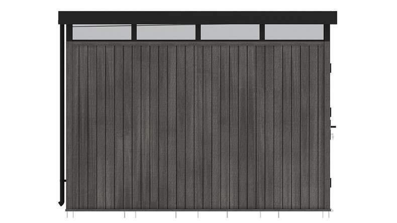 Abri de jardin planeo WPC CoEx à toit plat, modèle L - Gris foncé, 300 x 292 x 226,5 cm