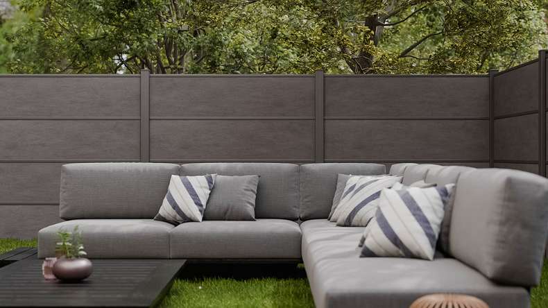 planeo Gardence Resistant - Clôture à emboîter HPL gris anthracite 180 x 183 cm