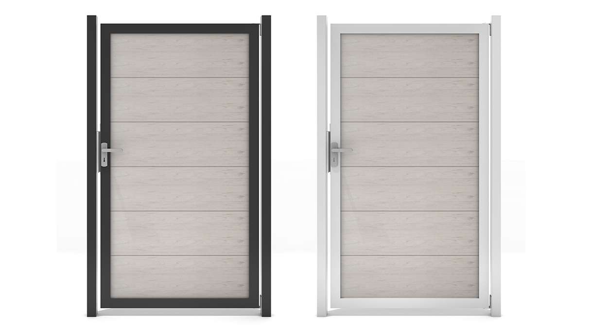 planeo Gardence Guard - Portillon universel BPC bicolore « Sand » avec cadre en aluminium 100 x 180 x 4 cm