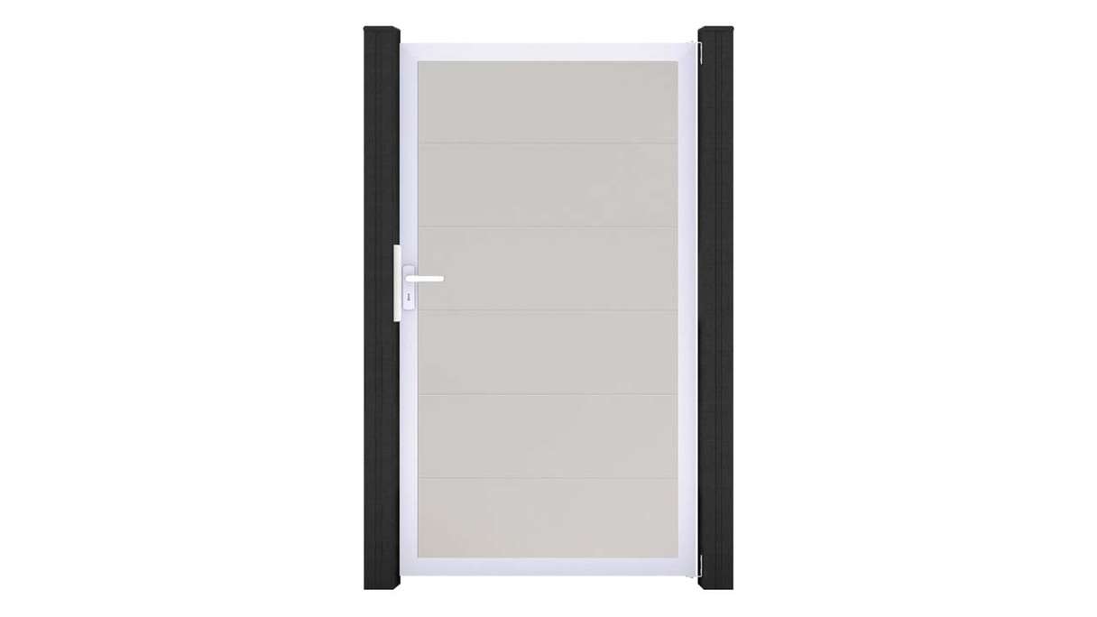 planeo Gardence Simply - Portail universel en PVC blanc avec cadre en aluminium 100 x 180 cm