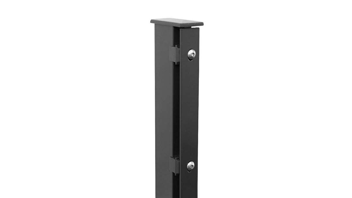 Poteau de clôture de type F anthracite pour clôture à double maille