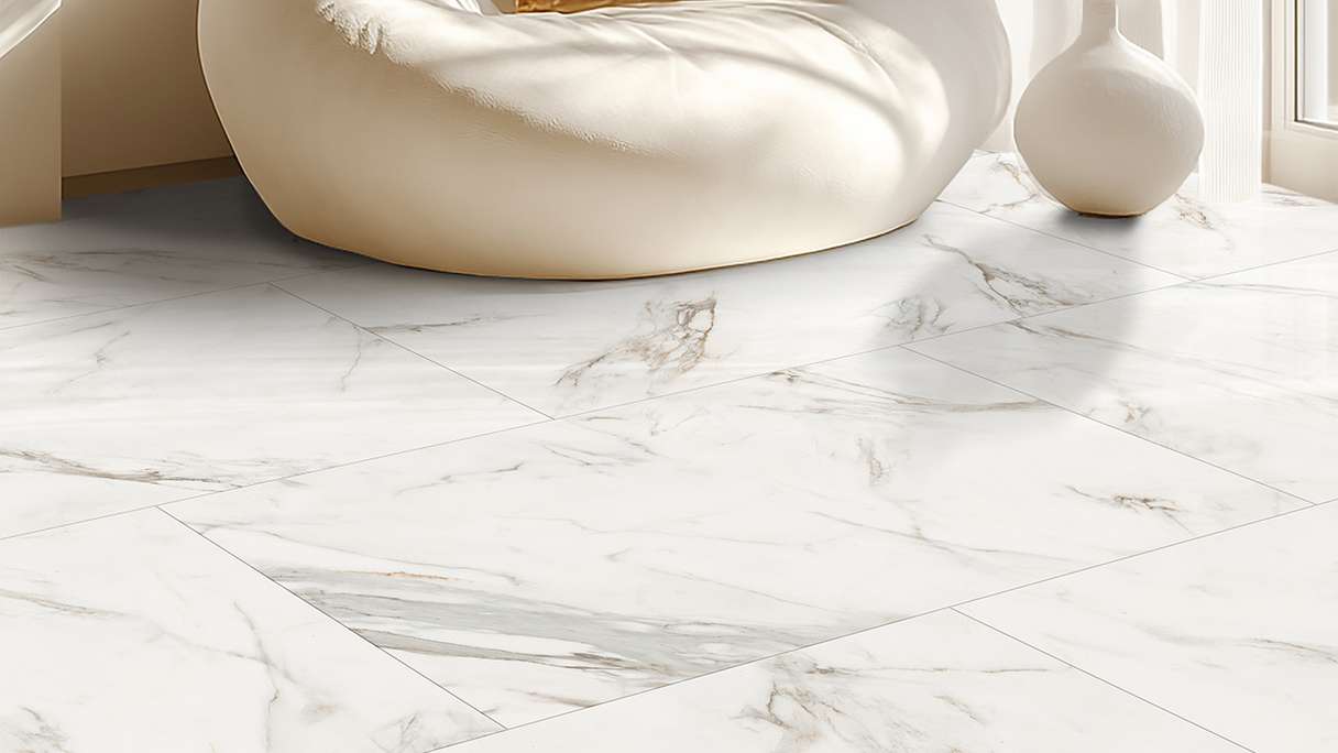 Gerflor Vinyle à clic Rigid - Création 55 Clic Acoustic White Marble | Isolation phonique intégrée (61261743)