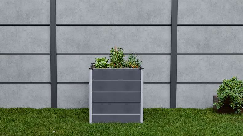 planeo Bac à plantes surélevé BPC Cube - Anthracite | DB703 70 x 70 x 75 cm