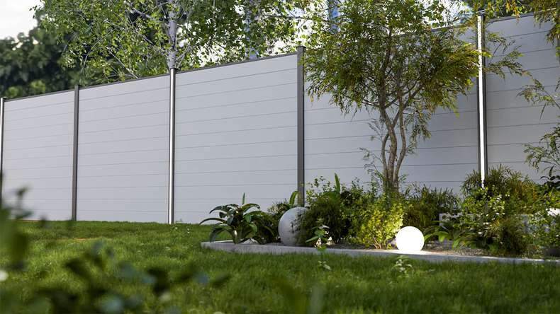 planeo Gardence Simply Small - Clôture à emboîter en PVC gris argenté 180 x 180 cm