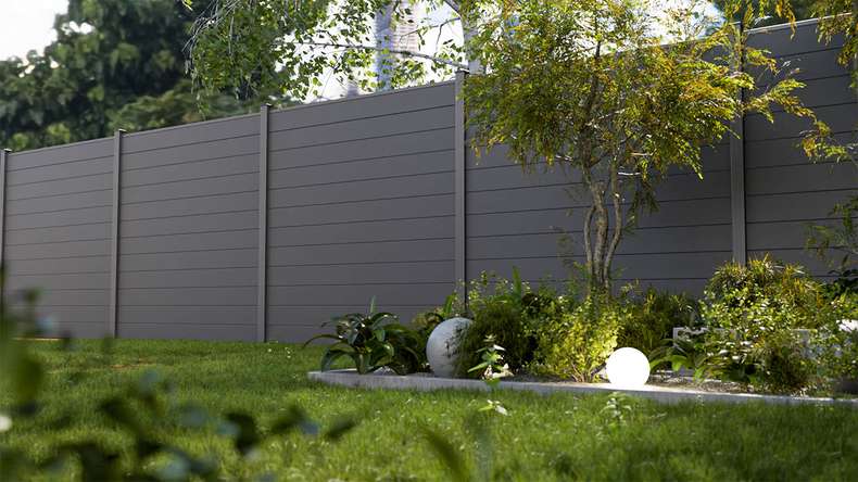 planeo Gardence Simply Small - Clôture à emboîter en PVC gris anthracite 180 x 180 cm