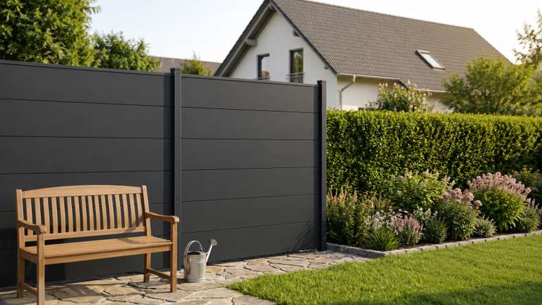 planeo Gardence Simply - Clôture PVC à emboîter Carré gris Anthracite 180 x 180 cm