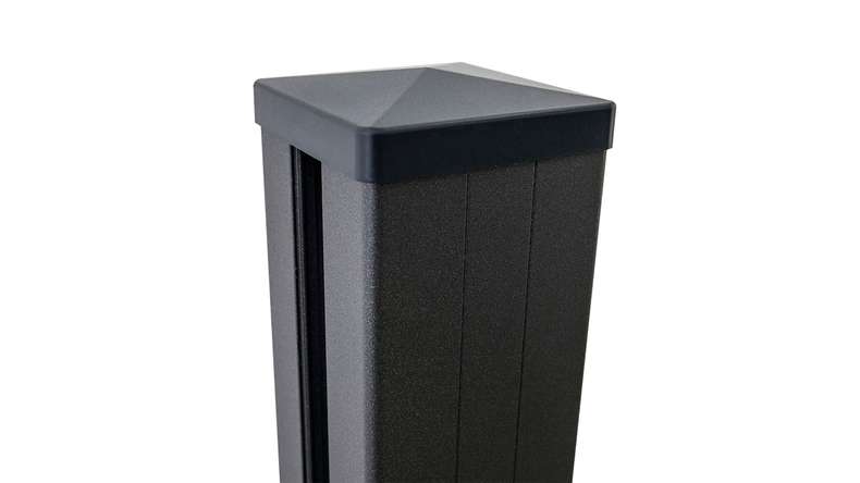 planeo Gardence Metallic - Poteau en aluminium pour chevillage Anthracite DB703 9x9x100cm incl. capuchon