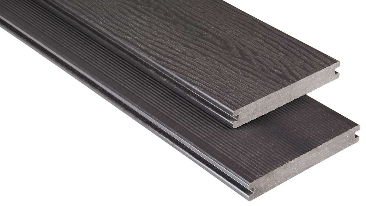 planeo terrasse composite - lame massive gris-brun gaufré/rainuré - 1m à 6m
