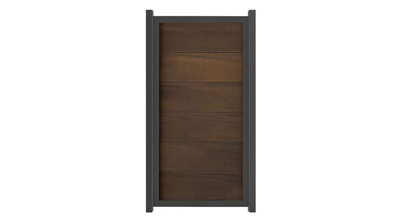 planeo Gardence Guard - Clôture composite Vertical Noyer avec cadre aluminium Anthracite
