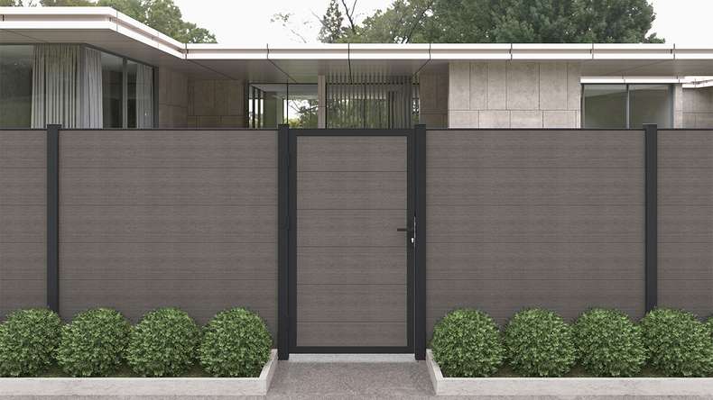 planeo INFINITY XL-Board - Clôture à emboîter WPC CoEx gris foncé 176 x 183