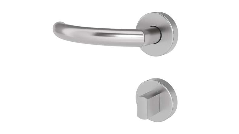 planeo Poignée de porte en acier inoxydable SILBA Rosette ronde WC