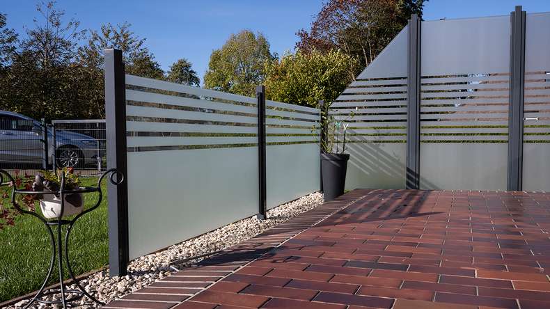 planeo Gardence Flair - Brise-vue en verre horizontal 180 x 90 cm