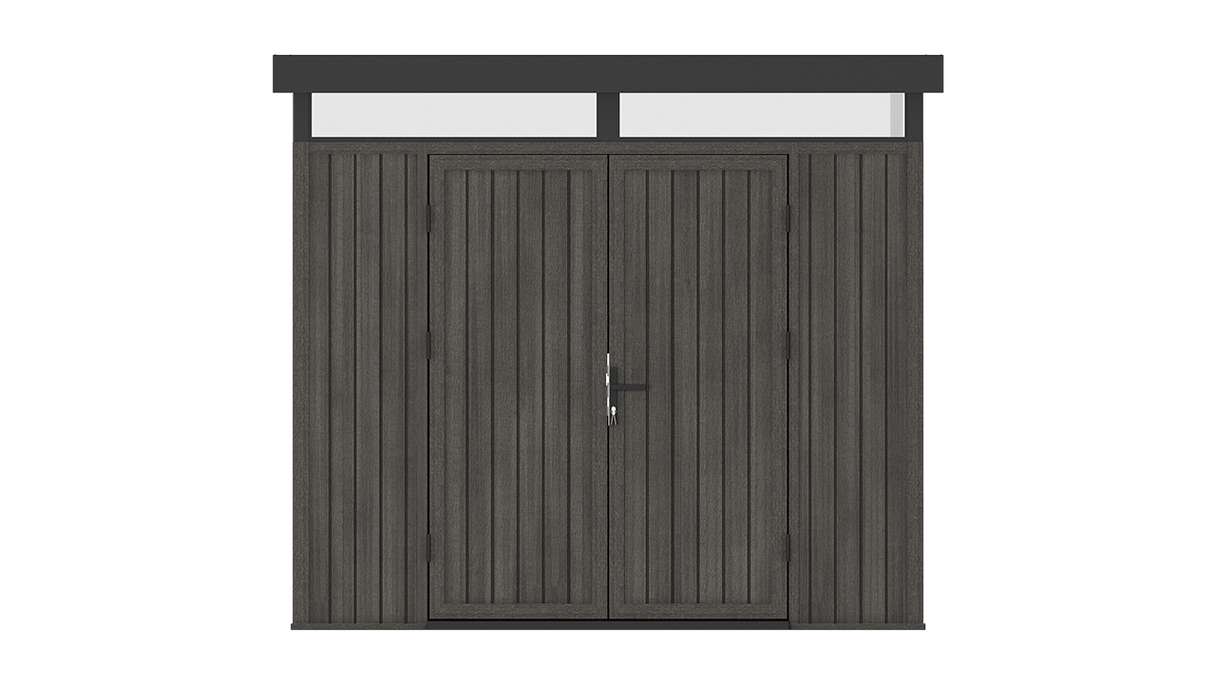 Abri de jardin planeo WPC CoEx à toit plat, modèle M - Gris foncé, 250 x 250 x 226,5 cm