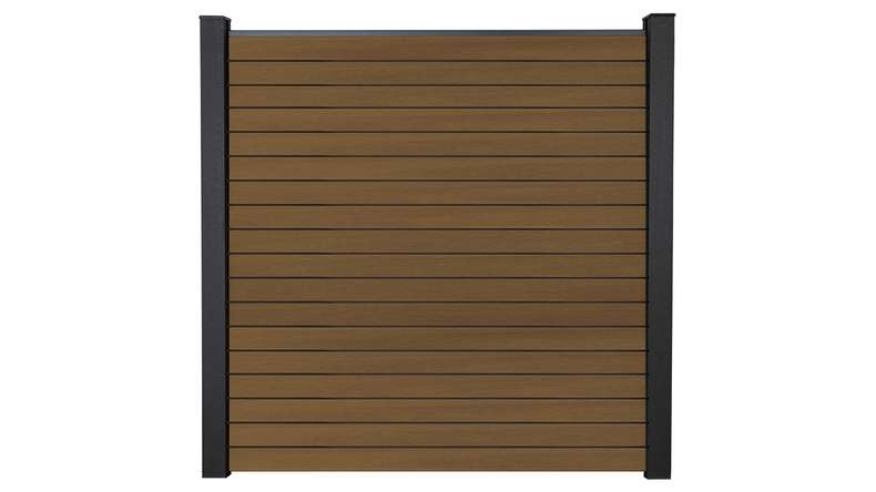 planeo Gardence Trendy - Clôture à emboîter en BPC rhombique - teck co-extrudé 180 x 180 cm