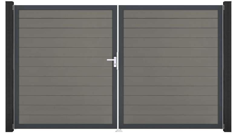planeo Gardence Strong - Porte composite DIN gauche 2 vantaux gris avec cadre alu Anthracite