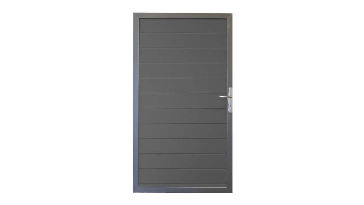 planeo Gardence Metallic - Portail universel en aluminium gris anthracite avec cadre en aluminium