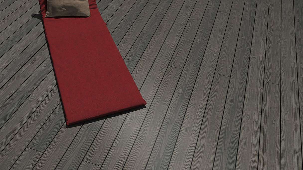 planeo Authentic Wood - Lame de terrasse BPC massive - Gris moyen texturé