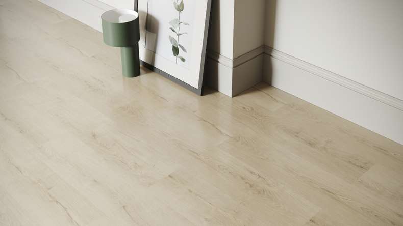 planeo rigide Sol PVC clipsable - SolutionX 2in1 Chêne blanc crème | Isolation phonique intégrée (ECF-0074)