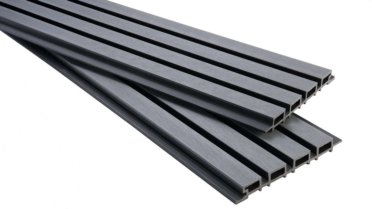 planeo NOVA - Baguette en WPC CoEx à motif losange pour bardage de façade, gris, 4 m