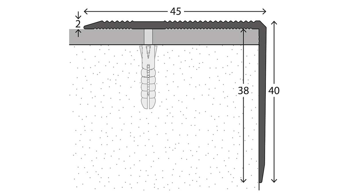 planeo Profilé pour nez de marche 492 Argent 250 cm