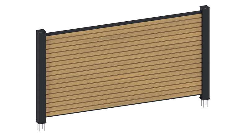 planeo LINEA - Clôture à emboîter pour jardin d'entrée en WPC CoEx Rhombus, couleur sable, 180 x 90 cm